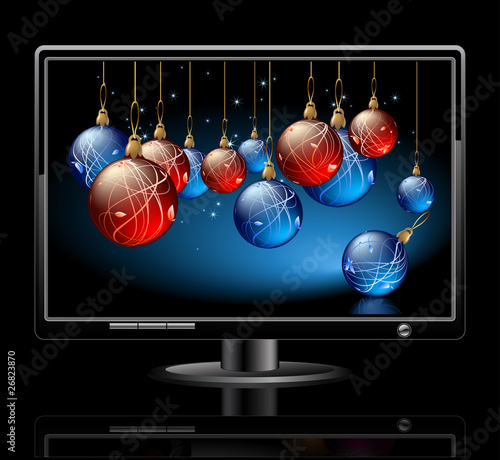 LCD panel with christmas balls