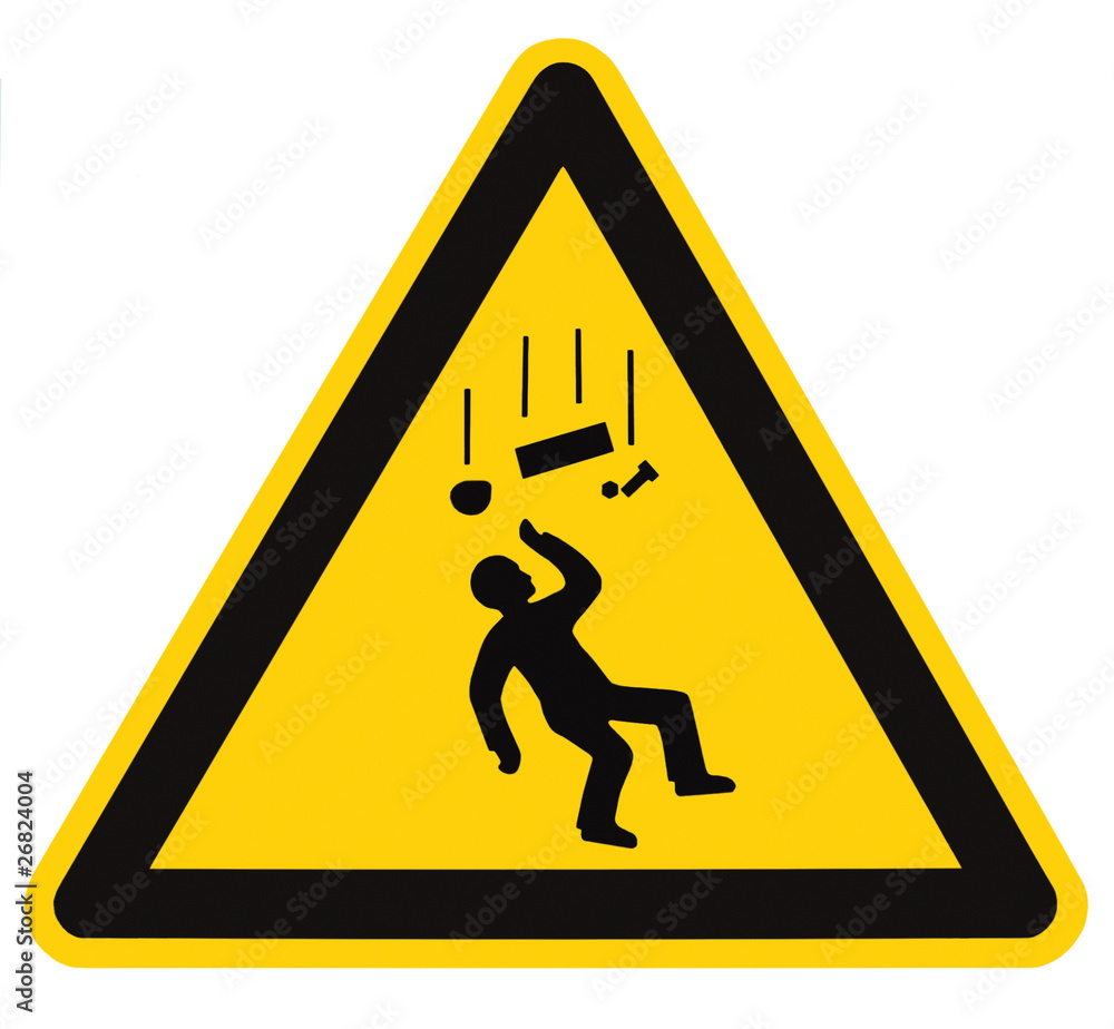 Danger Falling Objects Warning Sign Isolated Triangle Macro Danger Falling Objects Warning Sign Isolated Triangle Macro