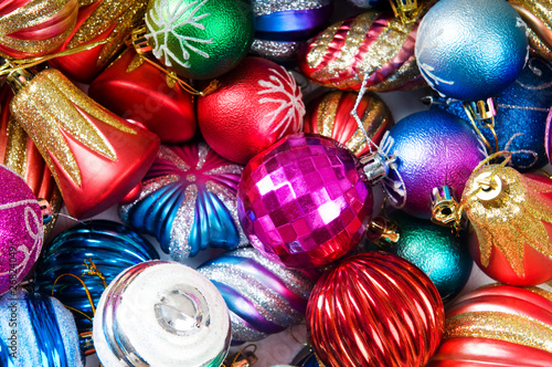 Colourful christmas decoration on a shiny background