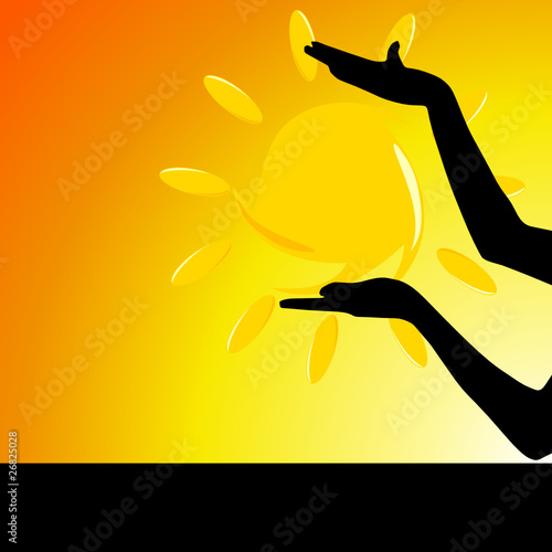 sun in hand vector illustration