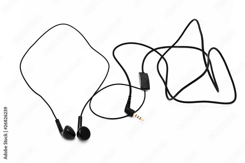 Obraz premium Black earphones isolated on white