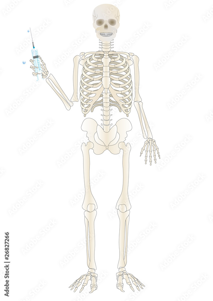 Vector a skeleton of the person with a syringe