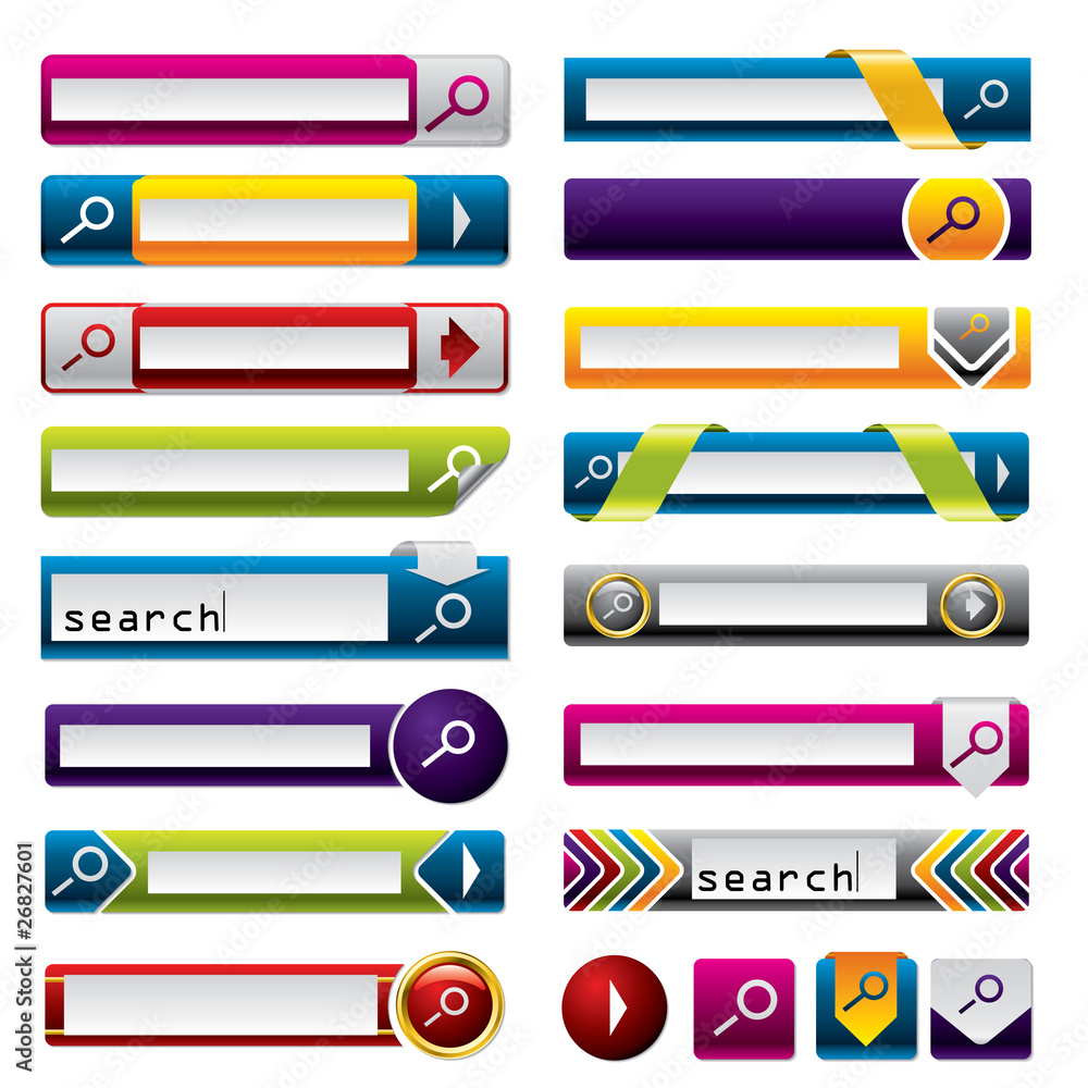 Fototapeta premium Search buttons and icons for the web