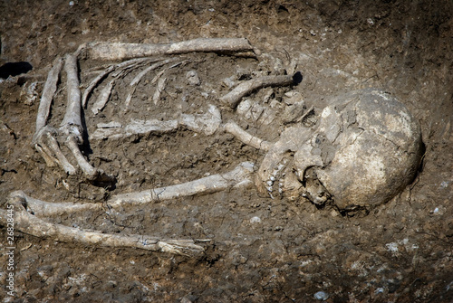 Burial grave archeology ancient skeleton