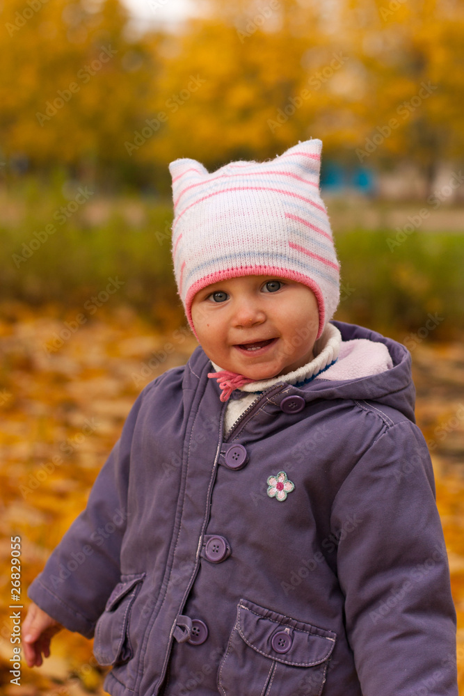 Beautiful baby girl in autumn Beautiful baby girl in autumn