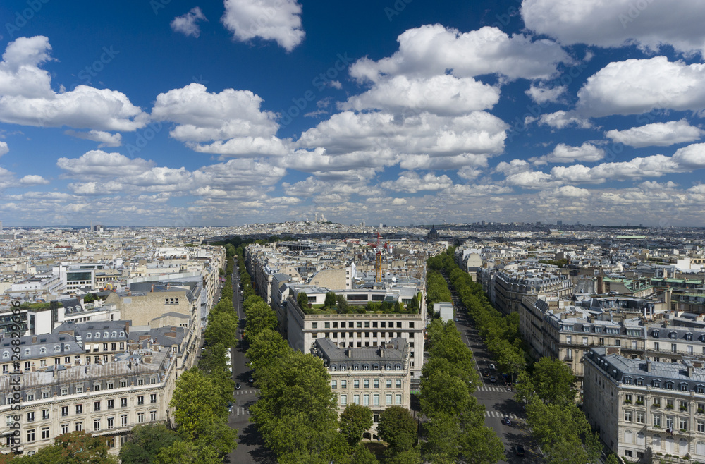 Paris, France, viewed from the Arc de Triomphe