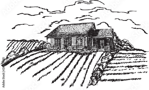 Village - hand drawing