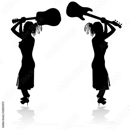 girl and guitar silhouette