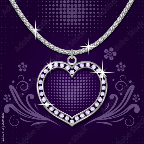 Necklace with platinum heart and brilliants