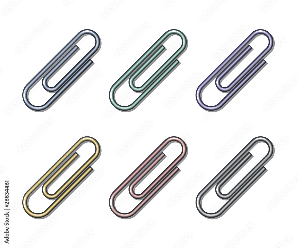 Set of colored paperclip icons Set of colored paperclip icons
