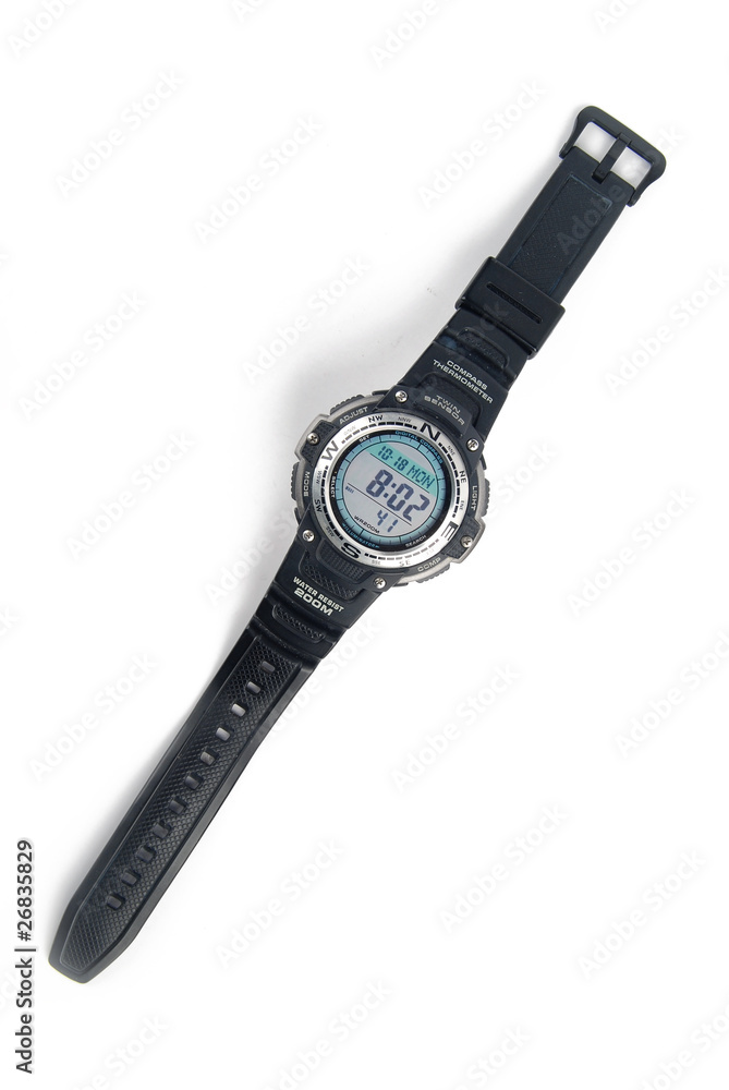 Digital watch on white background Digital watch on white background