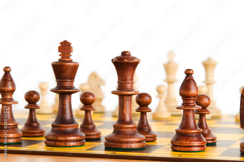 Set of chess figures on the playing board Set of chess figures on the playing board