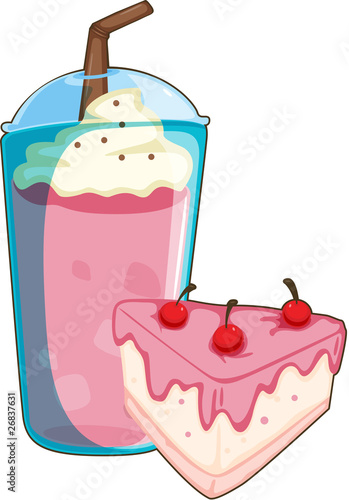 juice glass and cake