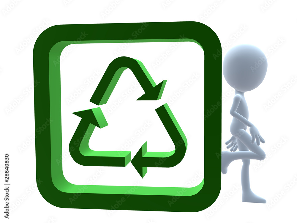 3D Guy With A Recycle Sign 3D Guy With A Recycle Sign