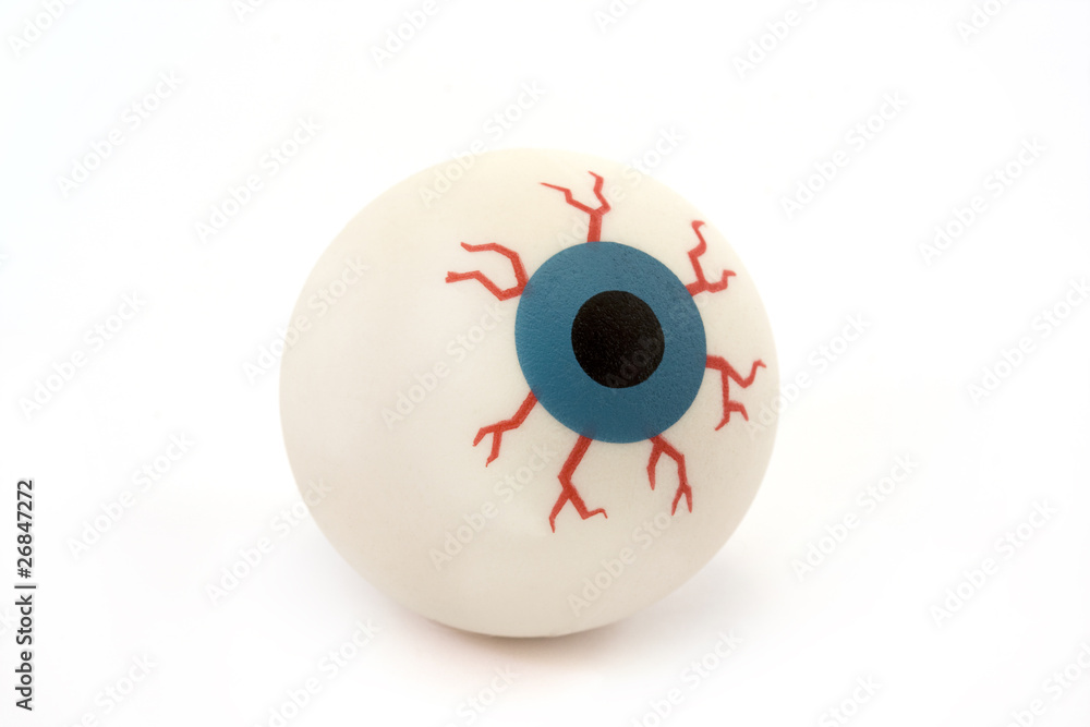 Fototapeta premium single rubber toy eyeball isolated over white