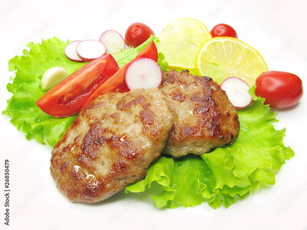 cooked meat cutlets with vegetables cooked meat cutlets with vegetables