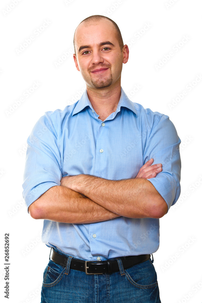 confident caucasian businessman crossed arms isolated white background confident caucasian businessman crossed arms isolated white background
