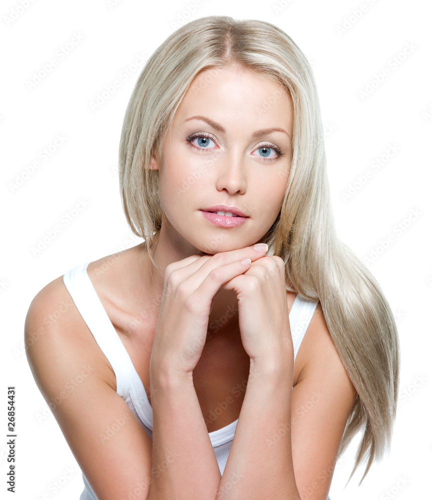 Beautiful woman with long straight hair Beautiful woman with long straight hair