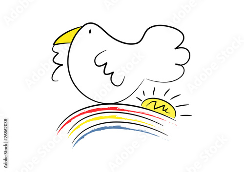 Weiße Taube auf Regenbogen