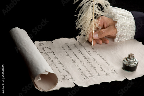 Handwriting on scroll paper