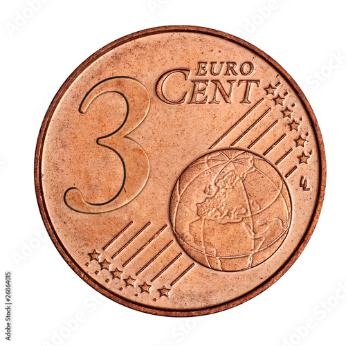 A collage of  3 euro cent coin