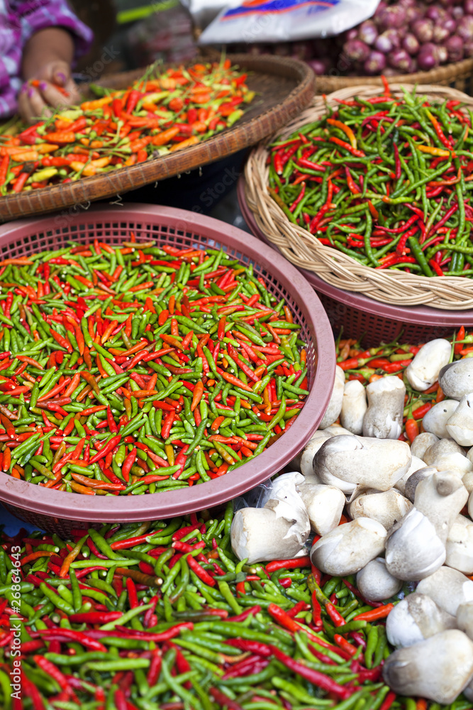 Fototapeta premium Market stall with chillis