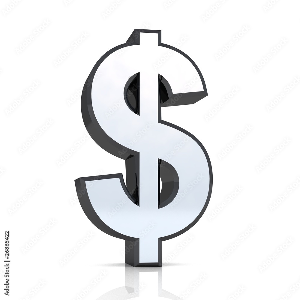 3D Dollar Symbol - Silber Schwarz / Chrom 3D Dollar Symbol - Silber Schwarz / Chrom