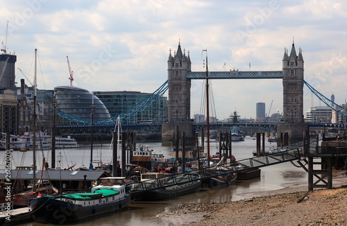 Boats and Tower Bridge. London. UK.