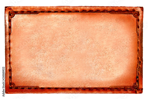 fabric of brown leather jeans label isolated