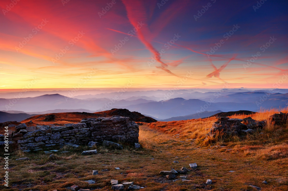 Dawn in mountains