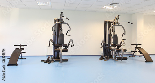 Gym equipment in the sport club
