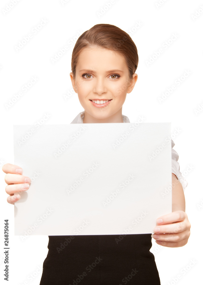 happy teenage girl with blank board happy teenage girl with blank board