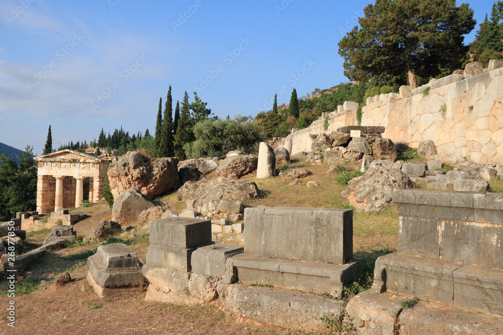 Ruins in Delphi, Greece.