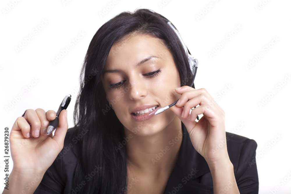 Business women with headset working as Call-Center Agent Business women with headset working as Call-Center Agent