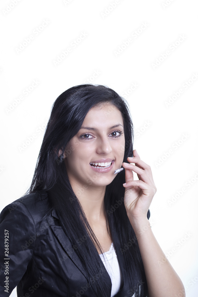 Business women with headset working as Call-Center Agent Business women with headset working as Call-Center Agent
