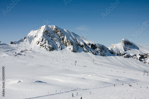 Ski slope and mountains in european alps