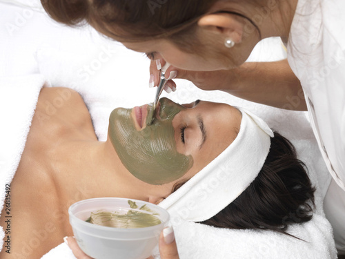 Принти на полотні Young Woman Having Facial. Models Released