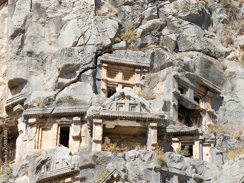 Ancient Necropolis in rock photo