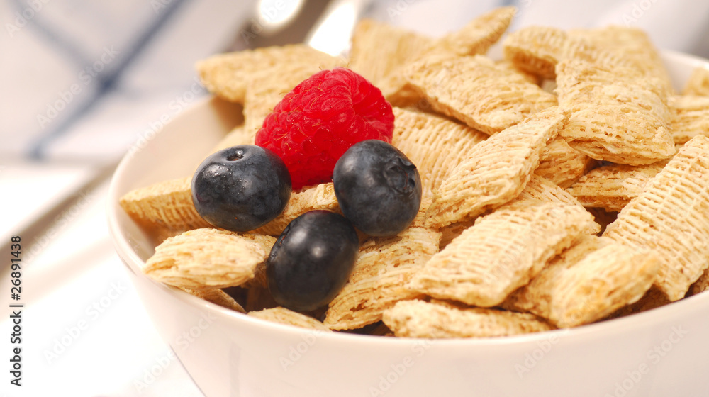 Wheat cereal with blueberries and raspberry Wheat cereal with blueberries and raspberry