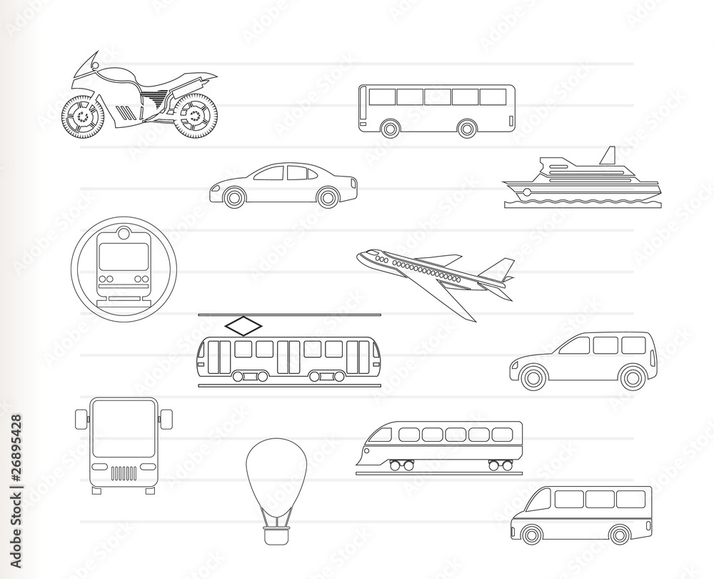 Travel and transportation of people icons - vector icon set