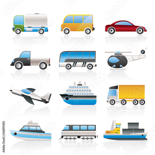 Travel and transportation icons - vector icon set
