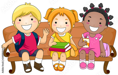 Kids Sitting on a Bench