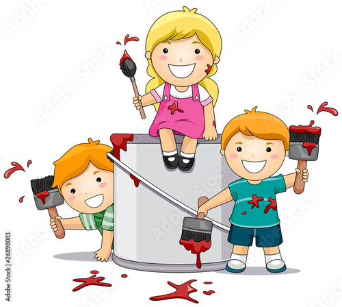 Kids Playing with Paint