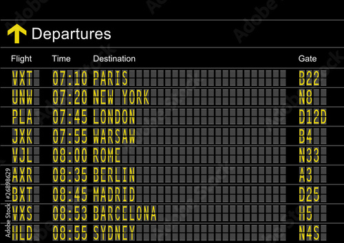 Airport departures board