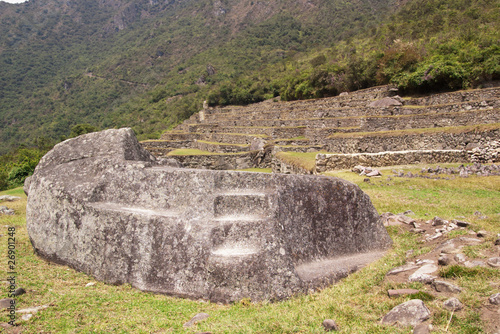 Canvas-taulu Funerary Rock near the Guard house of Machu Picchu
