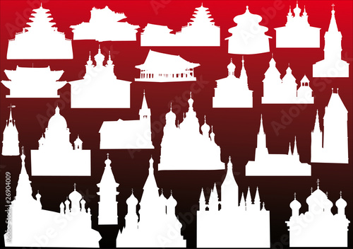 religious buildings on dark background