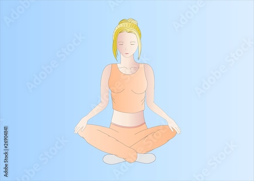 blonde-haired woman doing yoga ( background on separate layer )