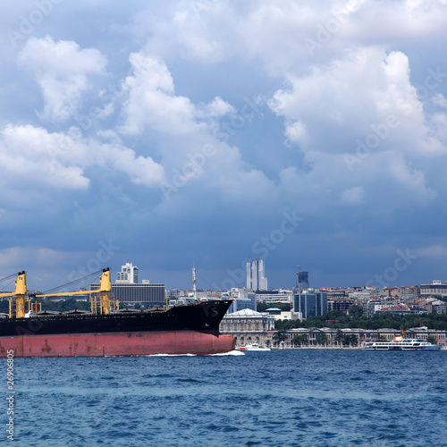boat on bosphorus, marmara sea in istanbul, Turkey