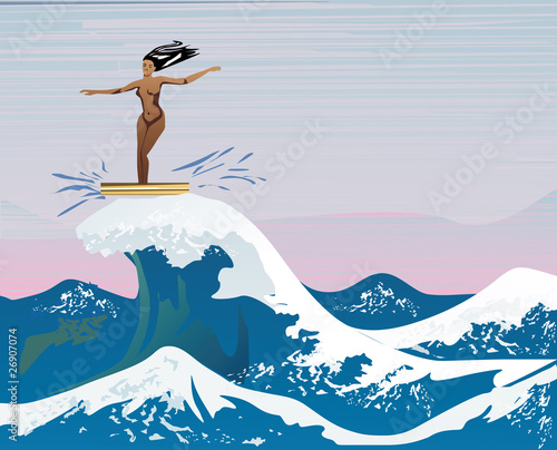 windsurfer on blue wave