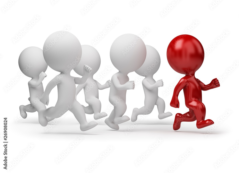 3d small people - leader of running 3d small people - leader of running